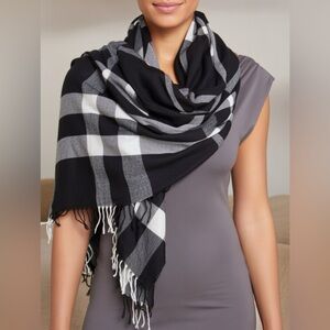 NWT Long Black, White and Gray Wrap/Shawl/Scarf